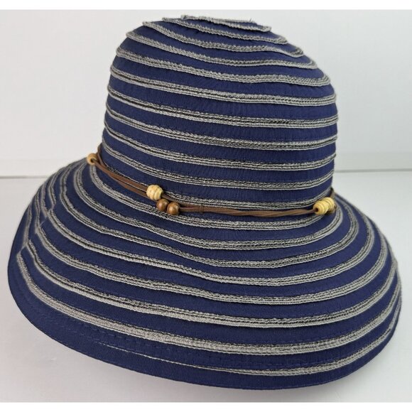 Wallaroo Hat Company Breton Women's Sun Hat Blue Lightweight Roll Up EUC Clean - Picture 3 of 7